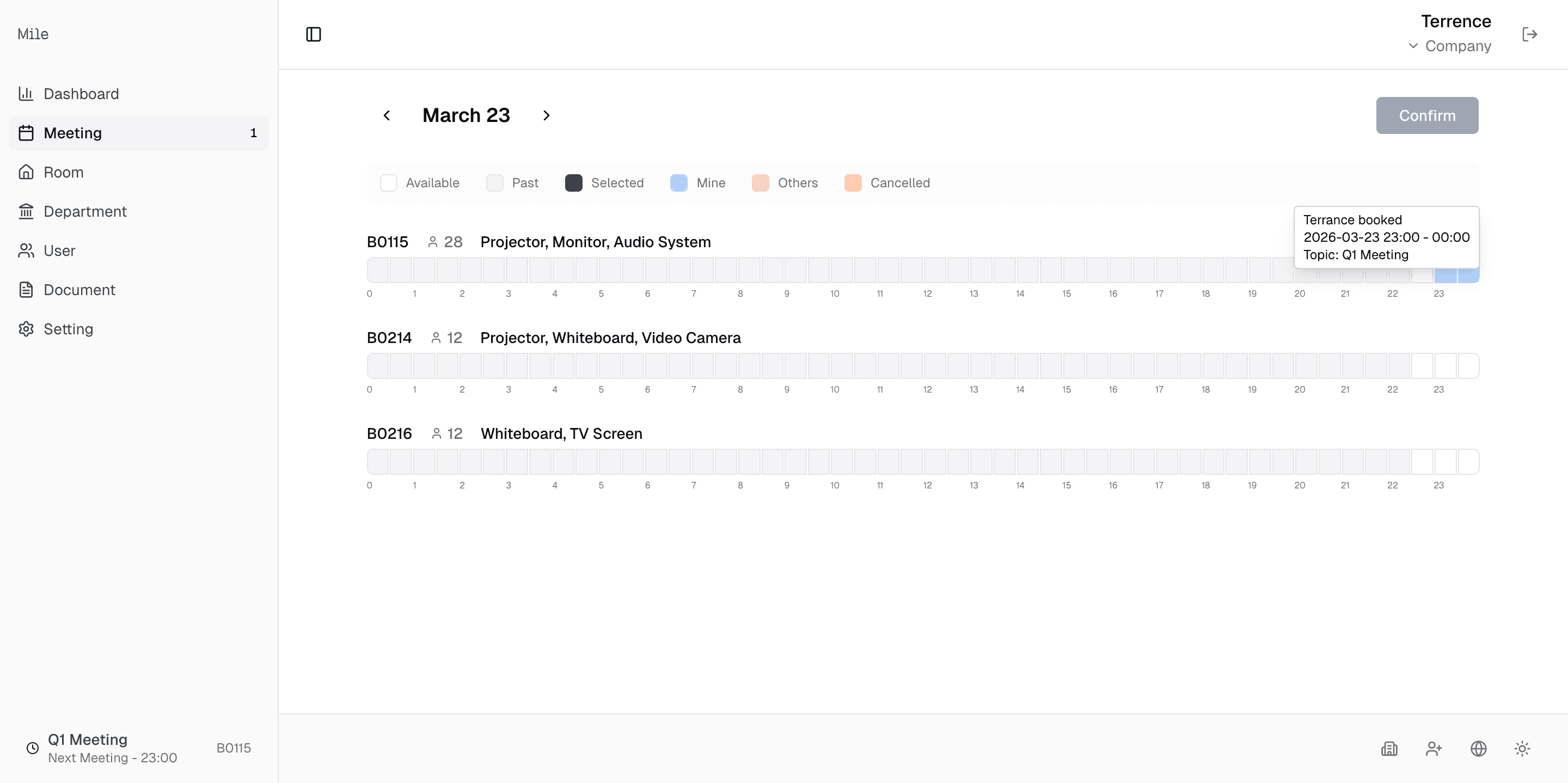 Meeting scheduling interface